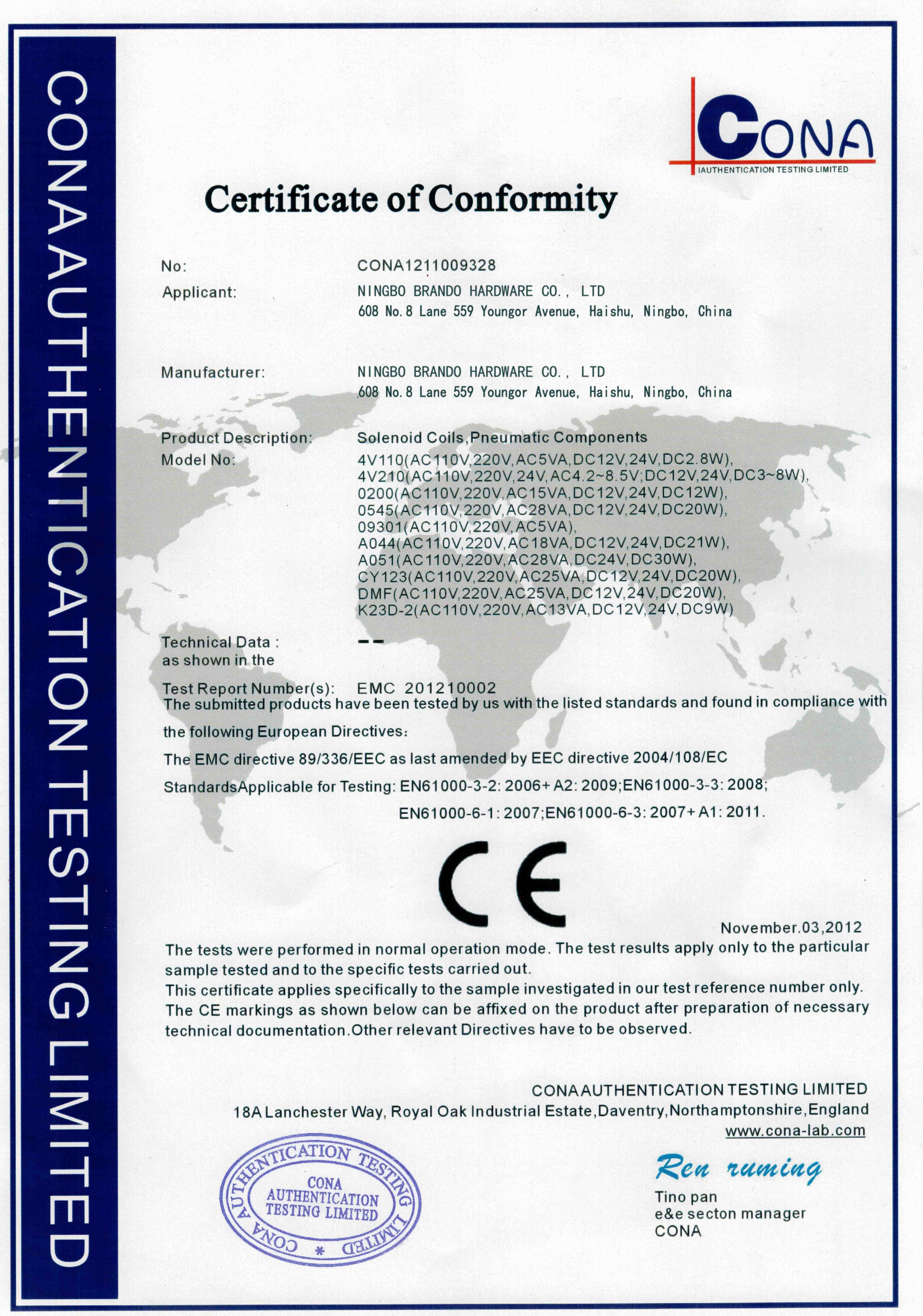 China Ningbo Brando Hardware Co., Ltd Certificações